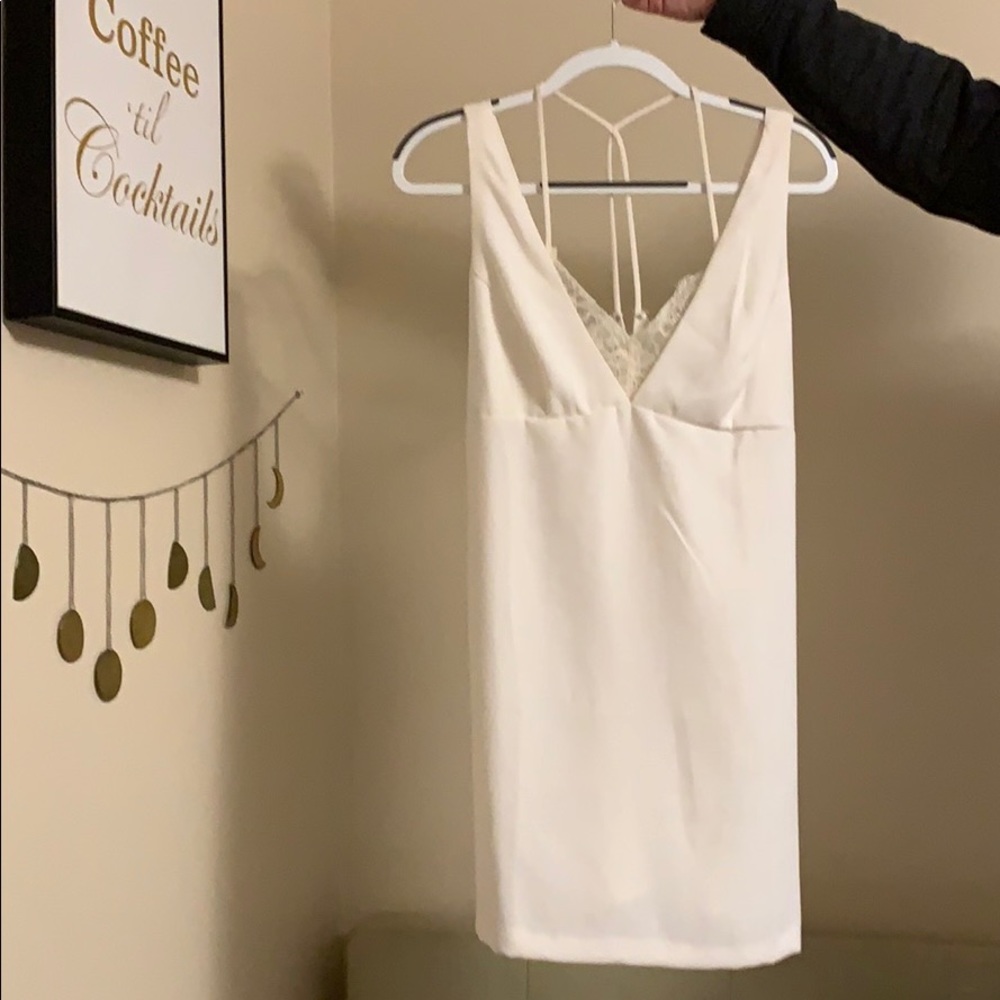 White dress with lace back